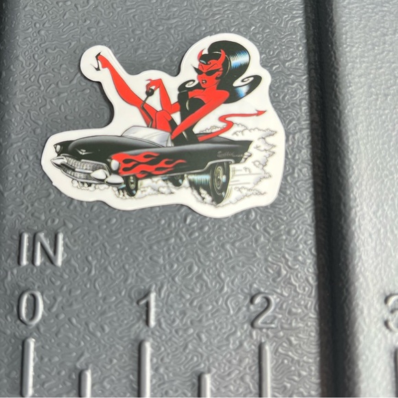 RED DEVIL Sexy Pinup Gorgeous Sticker Retro Vintage BomberGirl Ace Pilot - Picture 2 of 5